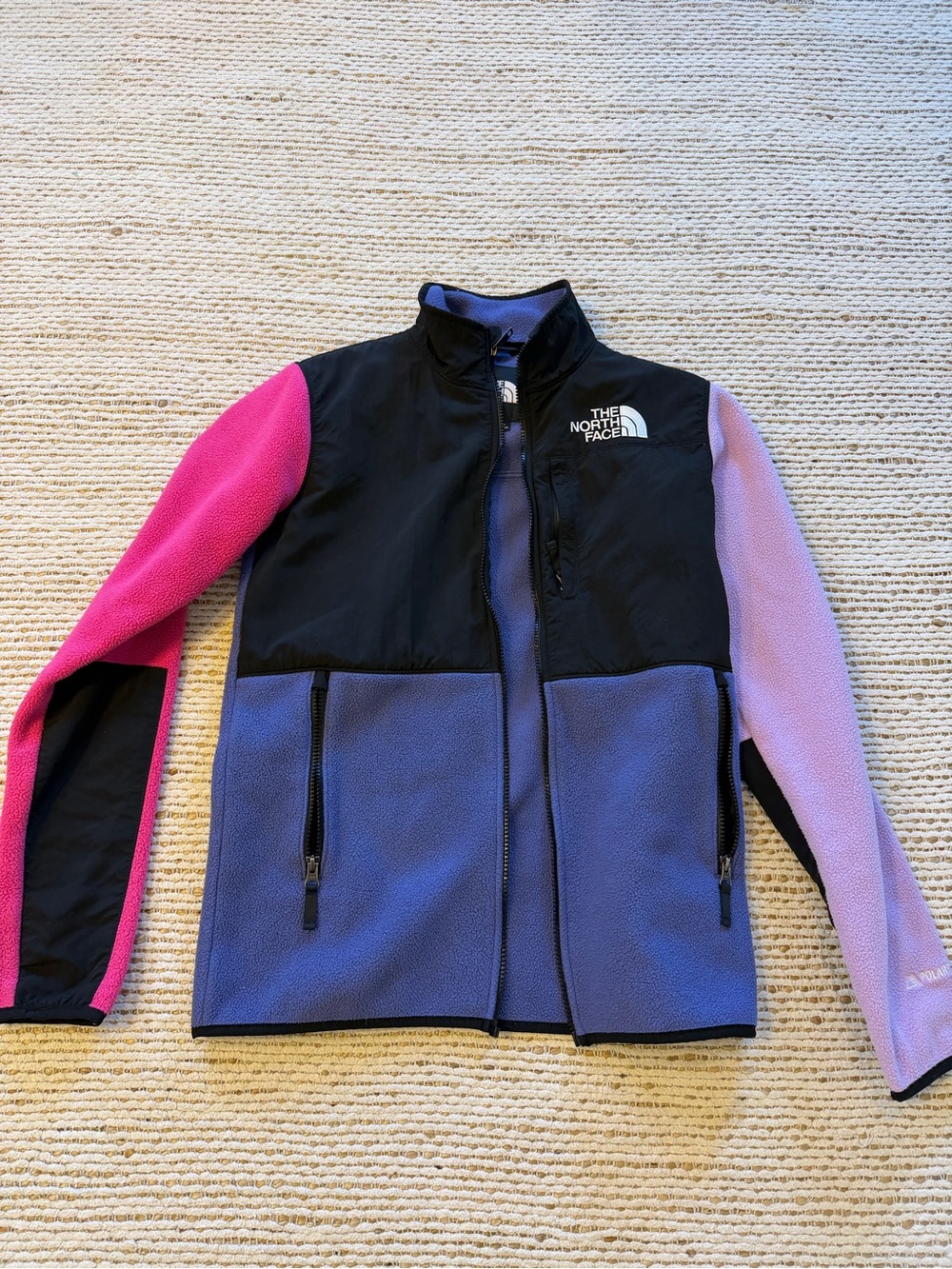 The North Face Kids Colorblock Fleece Jacket in Black, Purple & Pink